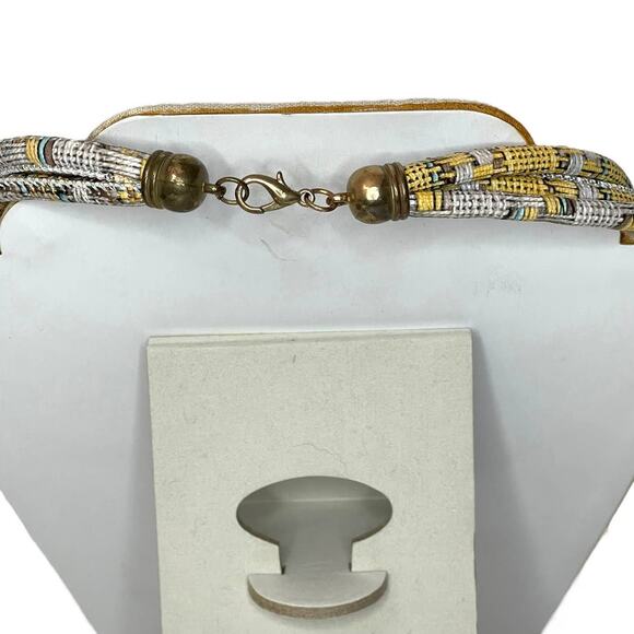 Vintage Multi Strand Gold Fringe and Beaded Statement Necklace - Picture 8 of 9